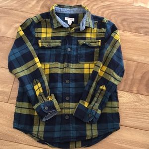 Blue & Yellow Boys Plaid Dress Shirt (S)